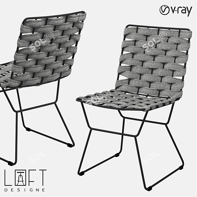 Modern Metal and Fabric Chair 3D model image 1