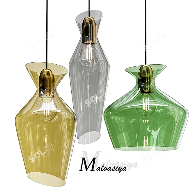 Elegant Glass Pendant Lamp Malvasia 3D model image 1