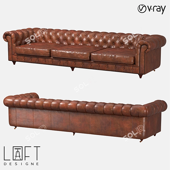 Contemporary Leather Loft Sofa 3D model image 1