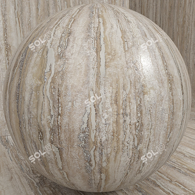 Seamless Stone Travertine Set 3D model image 2