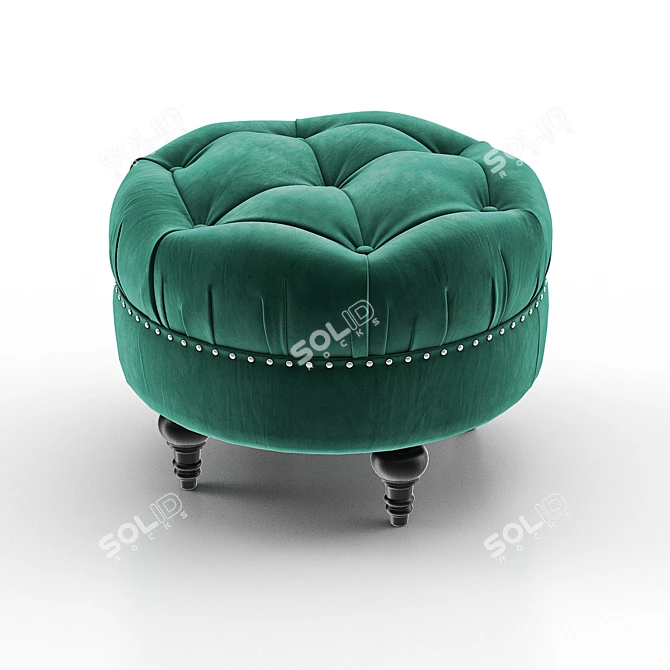 Elegant Tufted Velvet Ottoman 3D model image 2