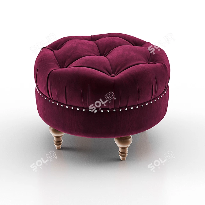 Elegant Tufted Velvet Ottoman 3D model image 3