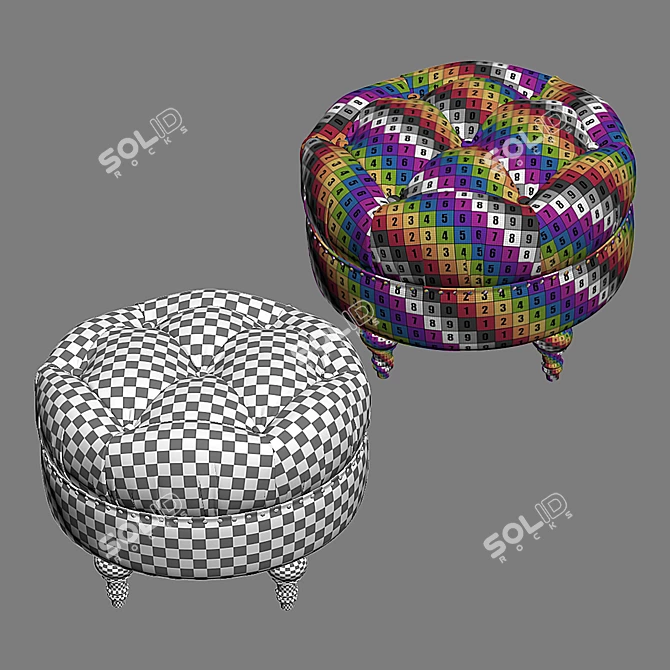 Elegant Tufted Velvet Ottoman 3D model image 5