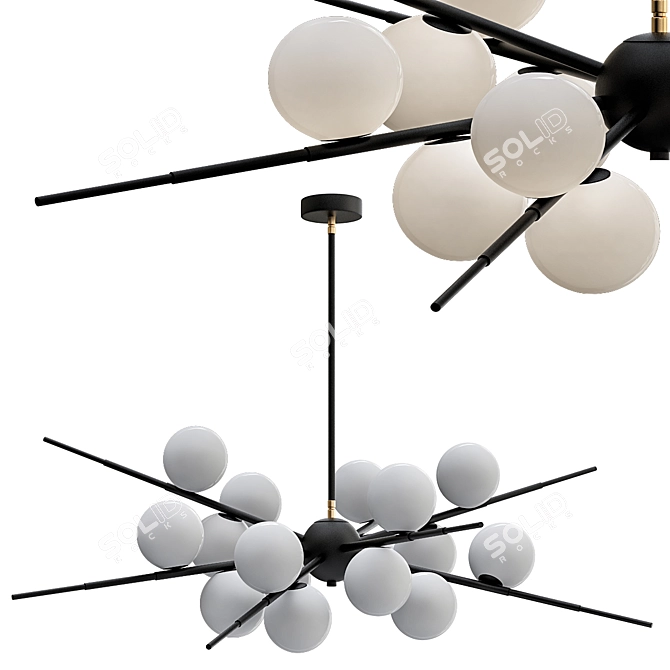 LED Glass Ball Chandelier: Modern & Luxurious Indoor Ceiling Pendant Light 3D model image 2