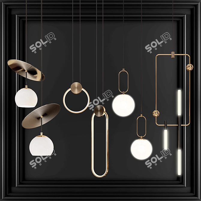 Sleek Pendant Light Set Vol.01 3D model image 1