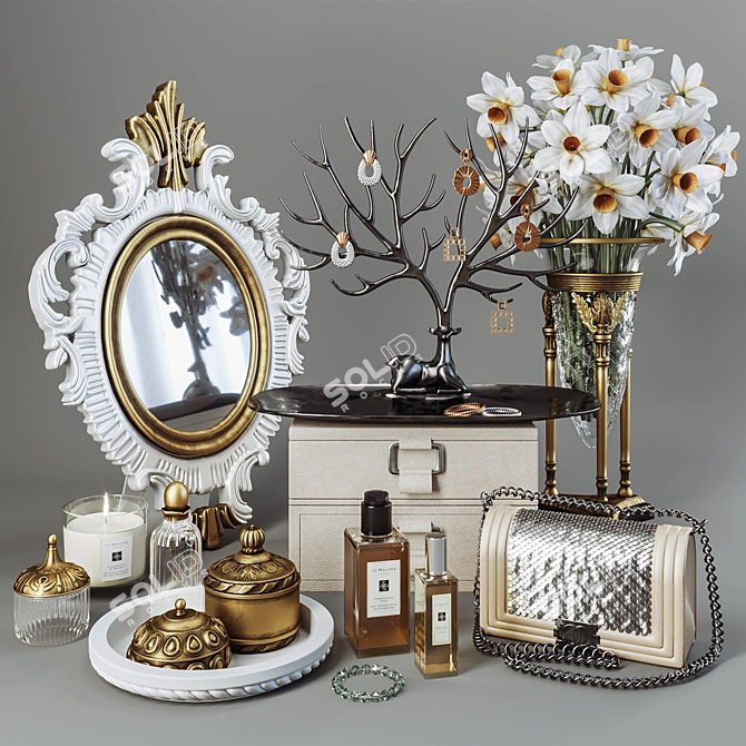 Elegant Vanity Decor Set 3D model image 1