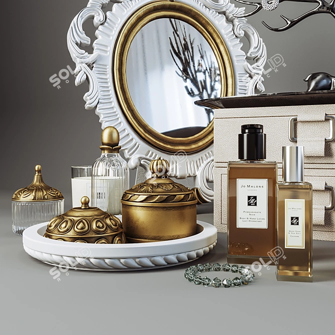 Elegant Vanity Decor Set 3D model image 3