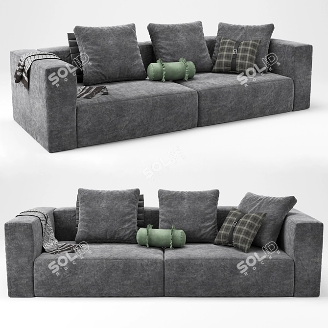 Elegant Square Design Sofa: Bellagio 3D model image 1