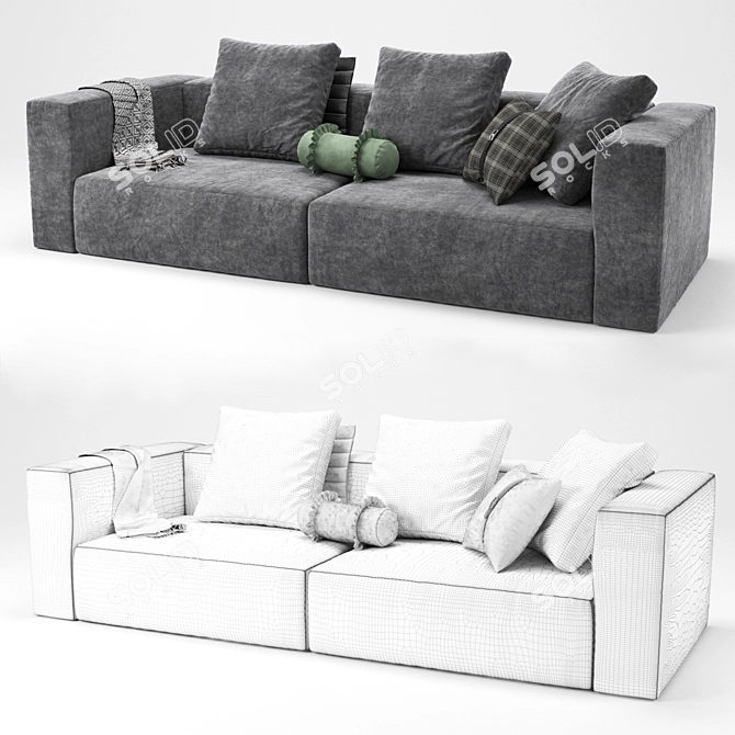 Elegant Square Design Sofa: Bellagio 3D model image 2