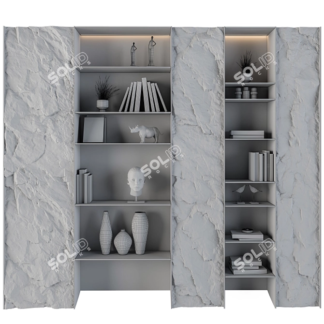 Rock Panel Black Display Cabinet 3D model image 3