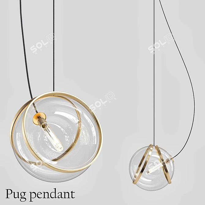 Playful Pug Pendant 3D model image 1