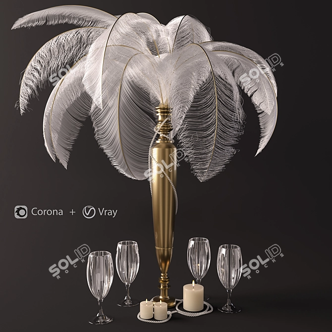 Elegant Ostrich Feather Centerpiece 3D model image 1