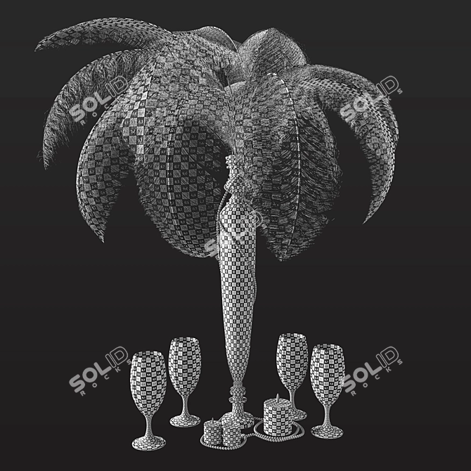 Elegant Ostrich Feather Centerpiece 3D model image 4