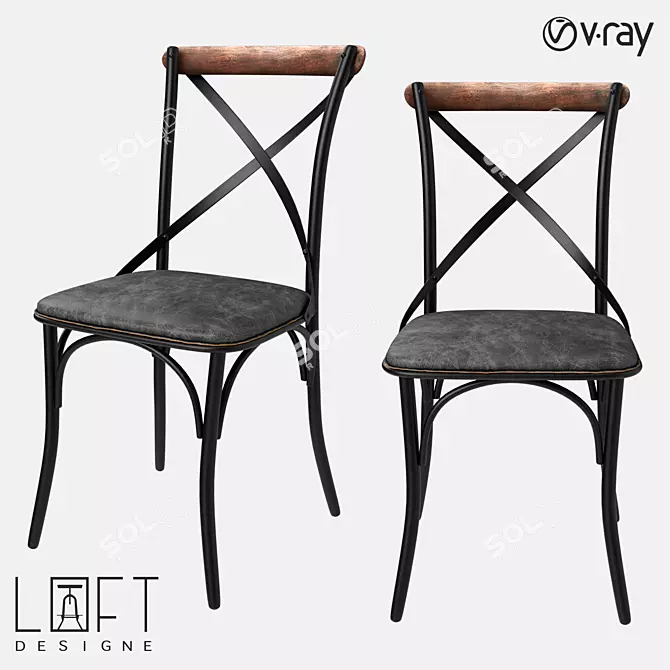 LoftDesigne 3860 Model: Stylish Leather and Wood Chair 3D model image 1