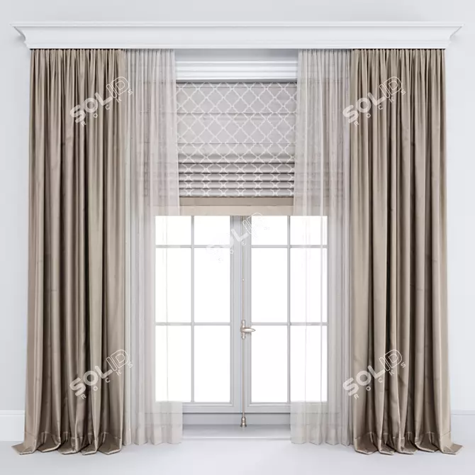 Roman Curtain with Drapery 3D model image 1