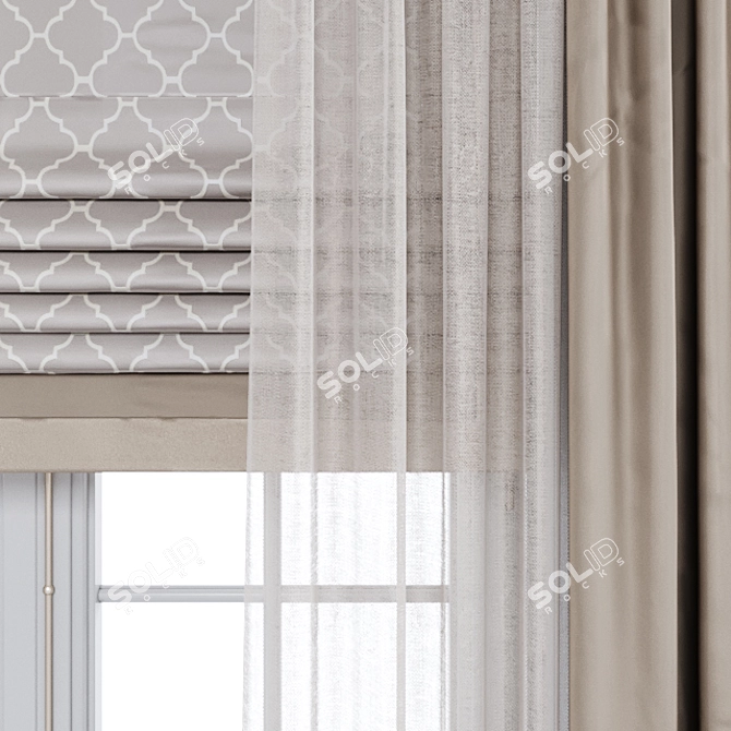 Roman Curtain with Drapery 3D model image 2