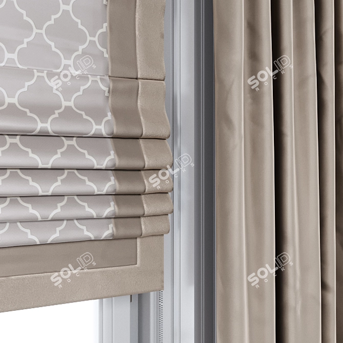 Roman Curtain with Drapery 3D model image 3