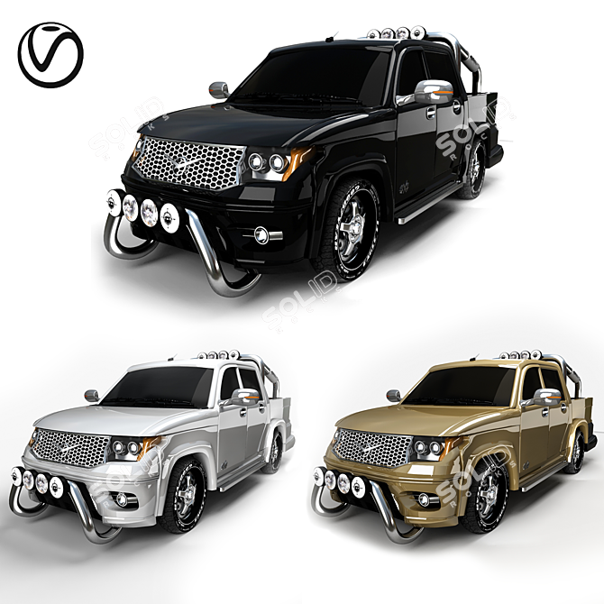 UAZ Pickup Sport: Versatile & Stylish Truck 3D model image 5