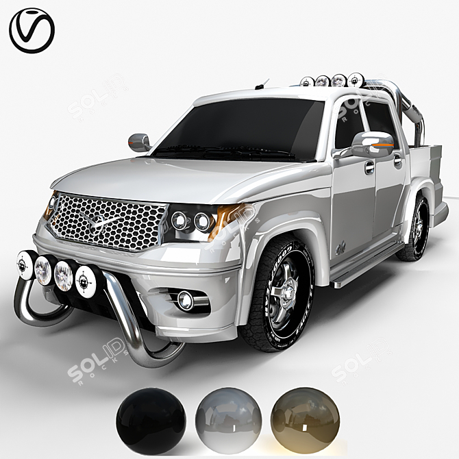 UAZ Pickup Sport: Versatile & Stylish Truck 3D model image 6