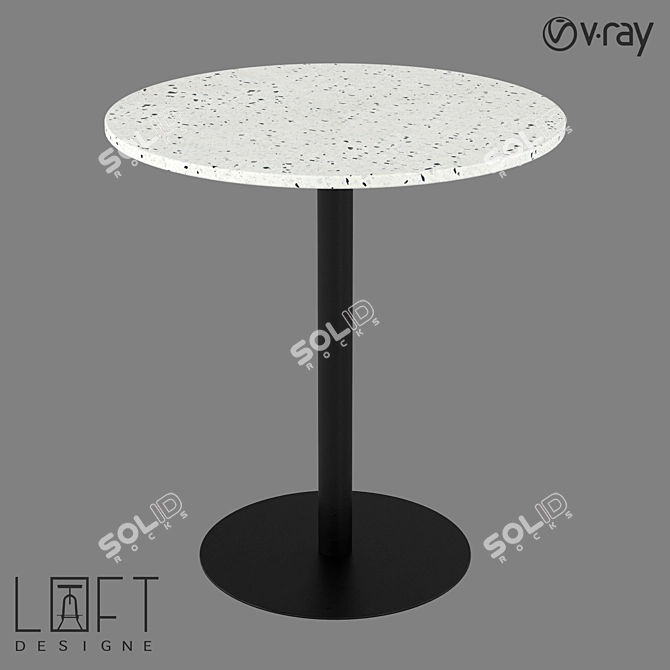 Industrial Style Concrete and Metal Table 3D model image 1