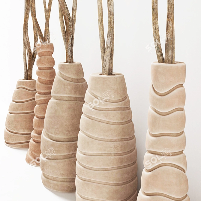 Figured Vases with Branches 3D model image 4