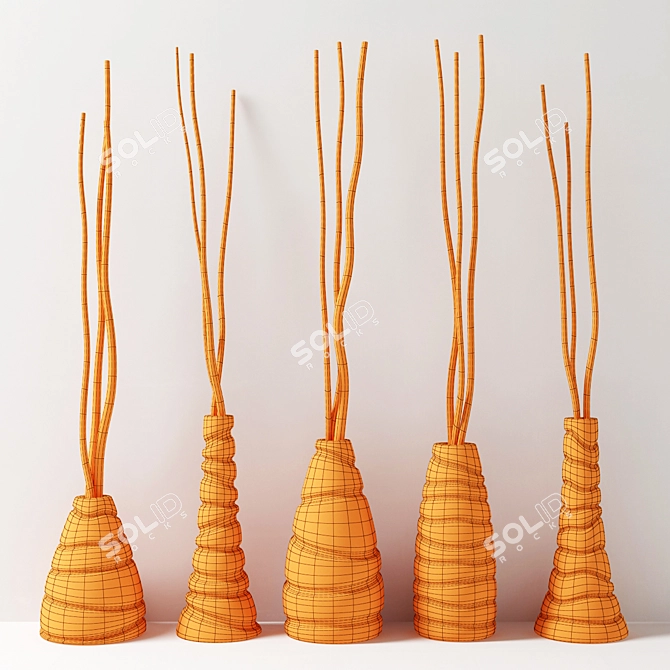 Figured Vases with Branches 3D model image 5