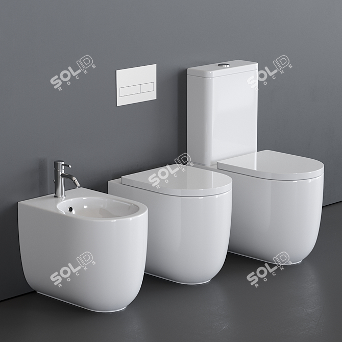 Ceramica Milady: Stylish Close Coupled Toilet 3D model image 5