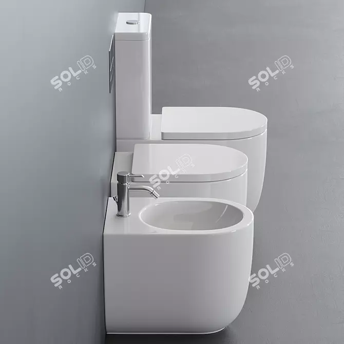 Ceramica Milady: Stylish Close Coupled Toilet 3D model image 1