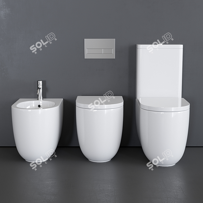 Ceramica Milady: Stylish Close Coupled Toilet 3D model image 2