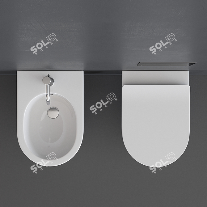 Elegant Wall-Hung Toilet Set 3D model image 4