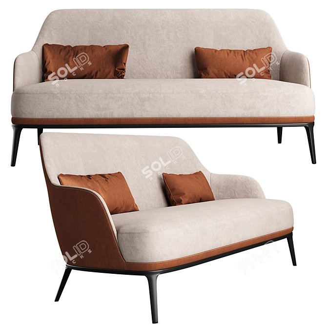 Compact Poly F Sofa: Stylish and Space-Saving 3D model image 3