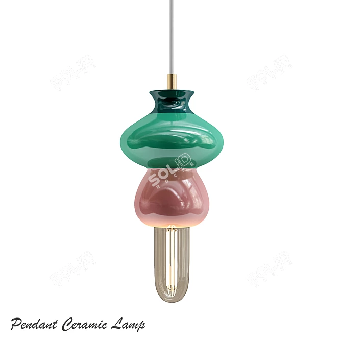 Handcrafted Ceramic Pendant Lamp 3D model image 1