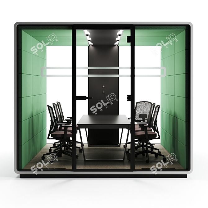 Mikomax HUSH MEET L: Modern Acoustic Office Stand with Table & Chairs 3D model image 2