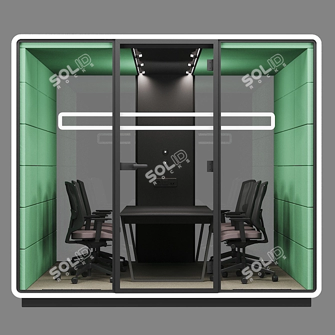 Mikomax HUSH MEET L: Modern Acoustic Office Stand with Table & Chairs 3D model image 5