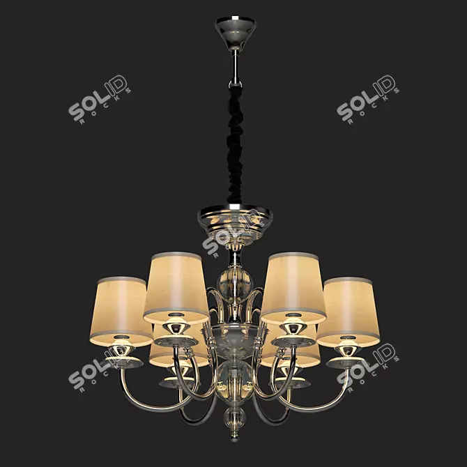 Sofia Pendant Chandelier with Beige Lampshades 3D model image 2