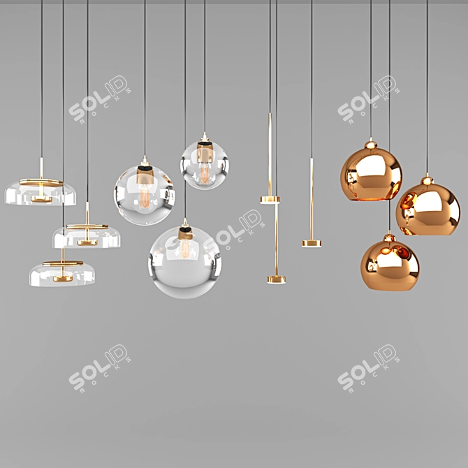 Elegant Hanging Pendant Lights 3D model image 1