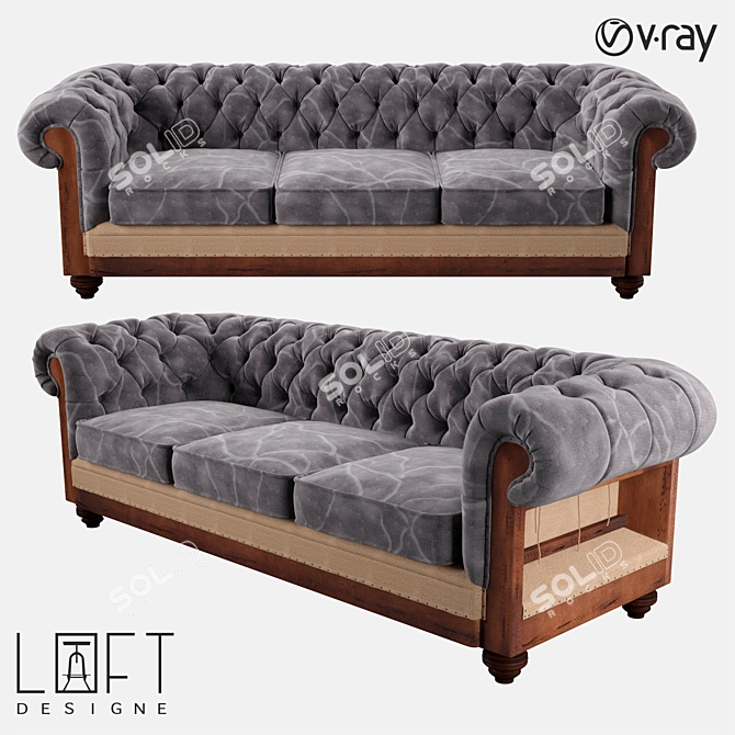 Modern Design Wooden Sofa 3D model image 1