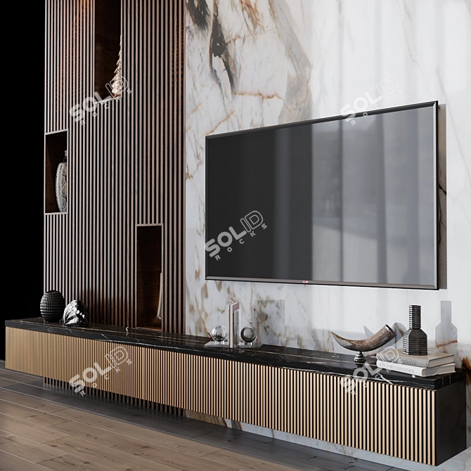 Modern TV Set with Sleek Design 3D model image 2