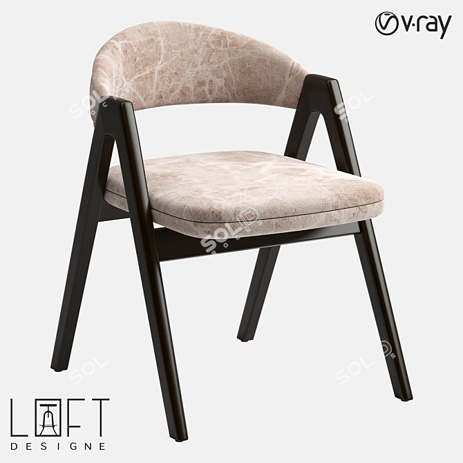 LoftDesigne 32862: Elegant Wood and Fabric Chair 3D model image 1