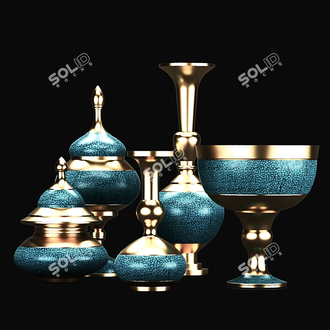 Turquoise Goblet: Persian Elegance 3D model image 1