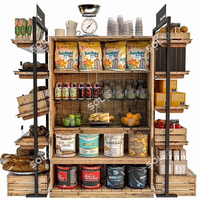 High-Quality Grocery Display Shelves 3D model image 1