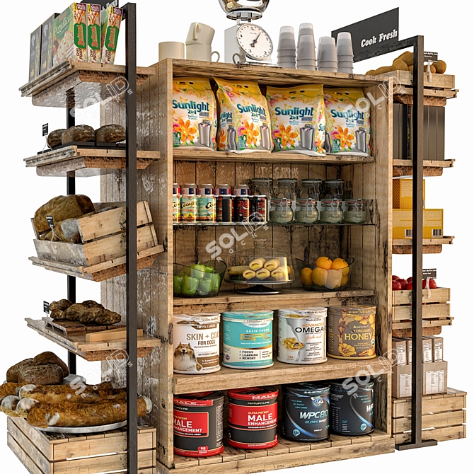 High-Quality Grocery Display Shelves 3D model image 2