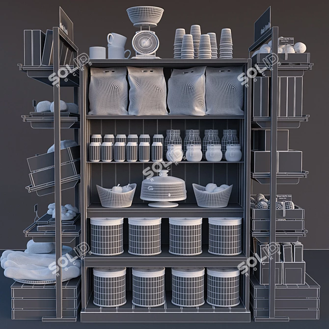 High-Quality Grocery Display Shelves 3D model image 3