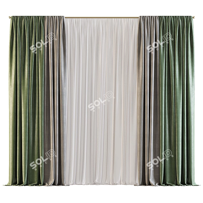 Elegant Foldable Curtain 3D model image 1