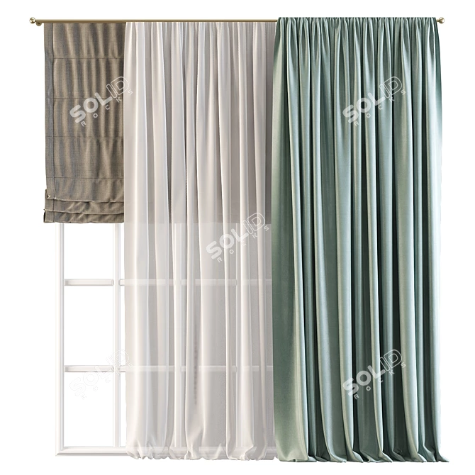 558 Curtain | High-Quality Design & Craftsmanship 3D model image 1