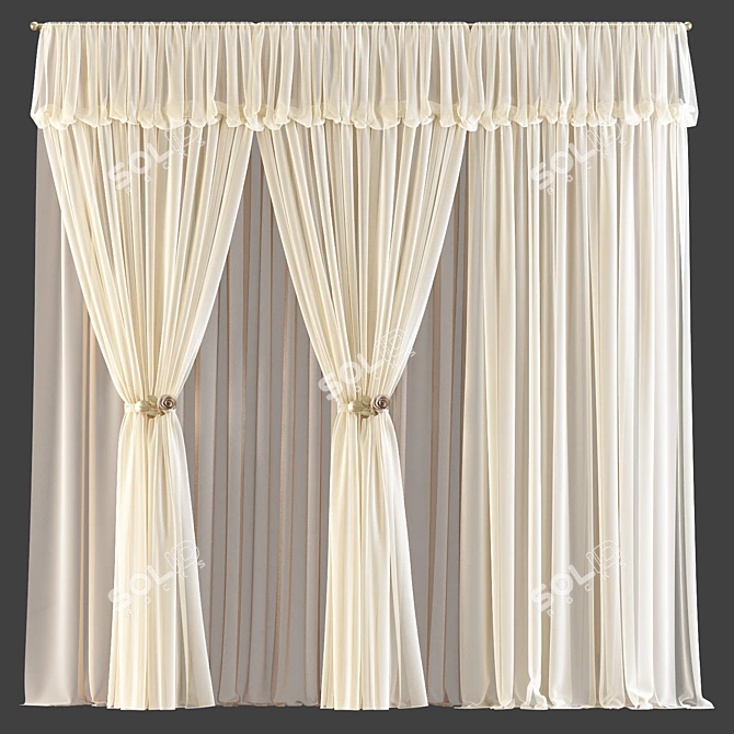 Elegant Drapery Set 3D model image 1