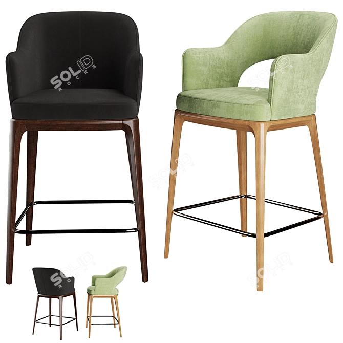 Modern Gray Bar Table 3D model image 2