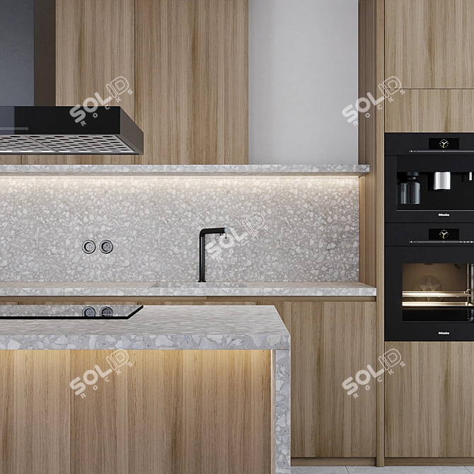 Modern Kitchen: Island & Miele Appliance 3D model image 4