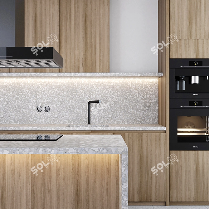 Modern Kitchen: Island & Miele Appliance 3D model image 10