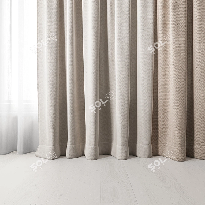 Elegant Window Curtains Set 3D model image 2